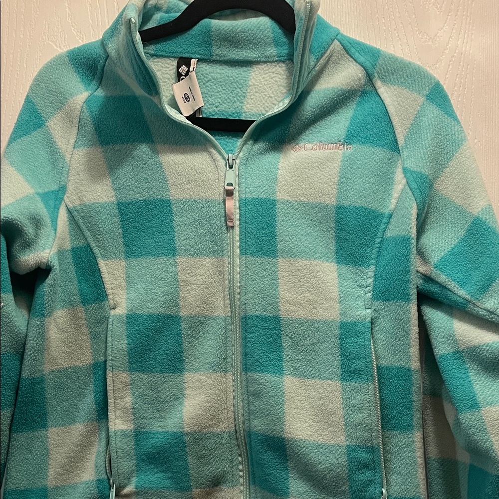 Columbia Kids' Aqua Checkered Fleece Hoodie